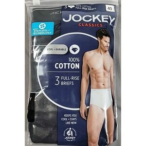 3 Pack  Jockey S40 Classic Full Rise Briefs StayCool Y-Front Underwear Men Black